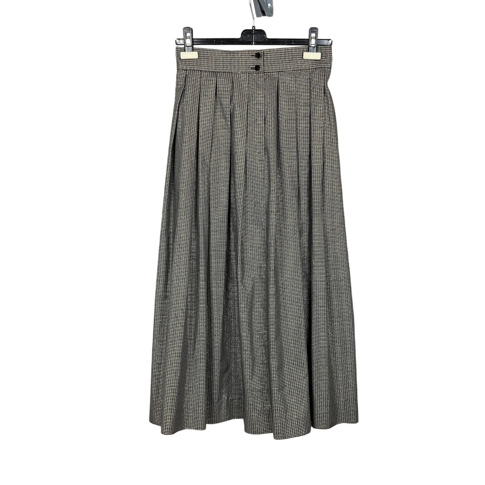 Vintage Voluminous & Flowy Metallic Pleated Midi Skirt High Waisted Talbots Gold
